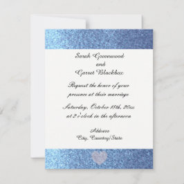 Invitación de boda con brillo falso azul soñador