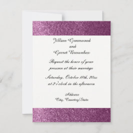 Invitación de boda con brillo falso púrpura