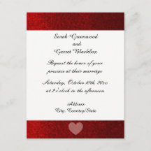 Invitación de boda con brillo falso rojo