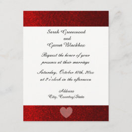 Invitación de boda con brillo falso rojo