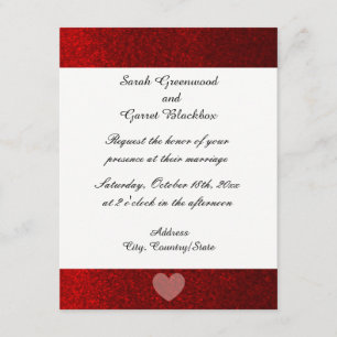Invitación de boda con brillo falso rojo