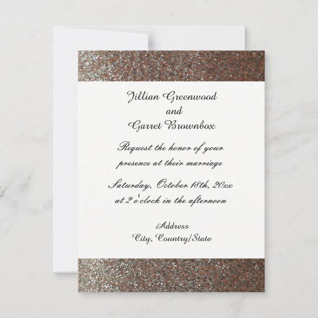 Invitación de boda con brillo falso rosa (Anverso)
