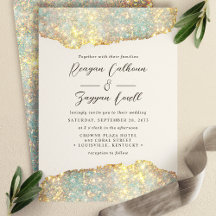 Invitación de boda con brillo holográfico y glamou