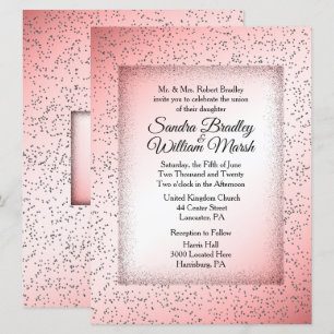 Invitación de Boda con Brillo Rosa Polvoriento