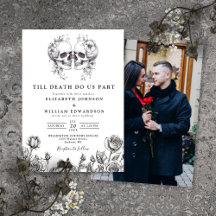 Invitación de boda con calaveras góticas 'Hasta qu