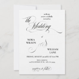 Invitación de boda con caligrafía clásica elegante