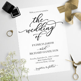 Invitación de boda con caligrafía elegante