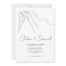 Invitación de boda con caligrafía elegante minimal