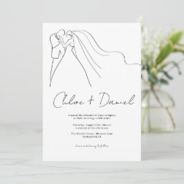 Invitación de boda con caligrafía elegante minimal
