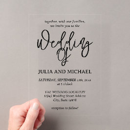 Invitación de boda con caligrafía minimalista
