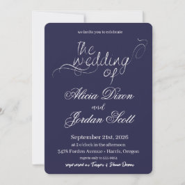 Invitación de boda con caligrafía minimalista eleg