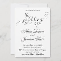 Invitación de boda con caligrafía minimalista eleg