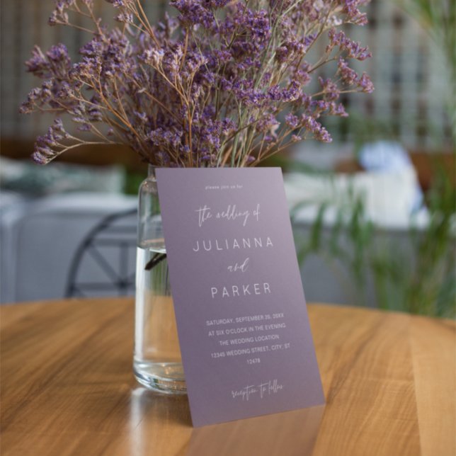 Invitación de boda con caligrafía MOD Morado Cirue (Subido por el creador)