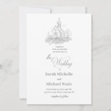 Invitación de boda con caligrafía para iglesia