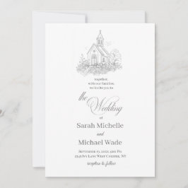 Invitación de boda con caligrafía para iglesia