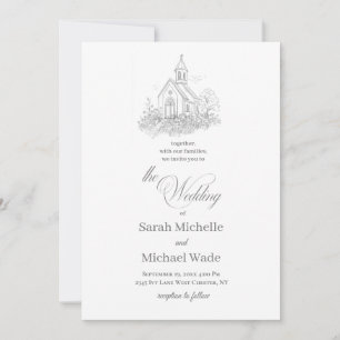 Invitación de boda con caligrafía para iglesia