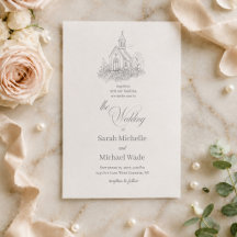 Invitación de boda con caligrafía para iglesia