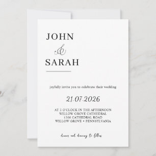 Invitación de boda con caligrafía romántica