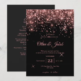 Invitación de boda con caligrafía rosa negra elega