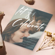 Invitación de Boda con Caligrafía y Foto Lets Cele