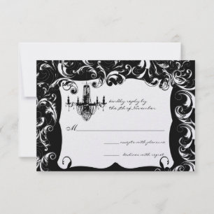 Invitación de boda con candelabro de remolino eleg