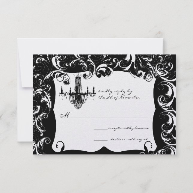 Invitación de boda con candelabro de remolino eleg (Reverso)
