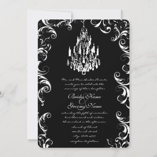 Invitación de Boda con Candil de Lágrima de Ojo co (Anverso)