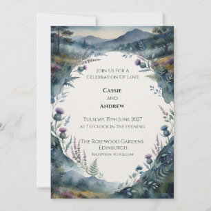 Invitación de boda con cardo de las Tierras Altas 