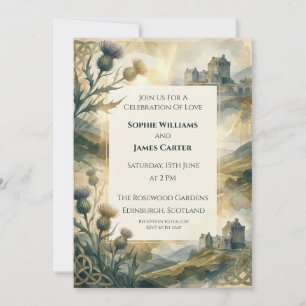 Invitación de boda con cardo de las Tierras Altas 