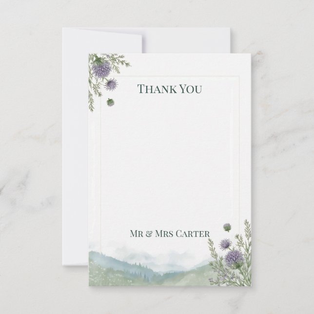Invitación de boda con cardo de las Tierras Altas  (Anverso)