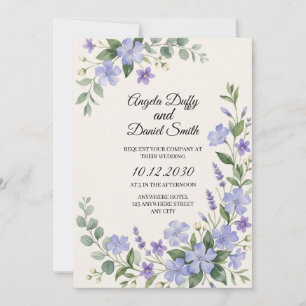 Invitación de boda con cardo y campanilla azul esc