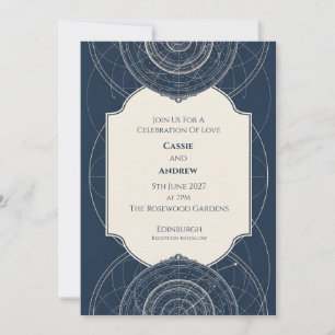 Invitación de boda con carta celeste de la marina
