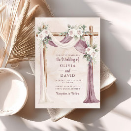 Invitación de Boda con Cenopy Floral Morado Rosa B