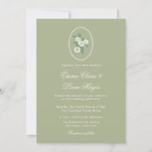 Invitación de boda con chinoiserie verde salvia