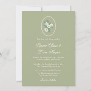 Invitación de boda con chinoiserie verde salvia
