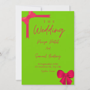 Invitación de Boda con Cinta Coquette Moderna