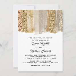 Invitación de boda con cinta dorada