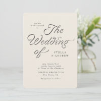 Invitación de boda con cinta elegante y letra de m