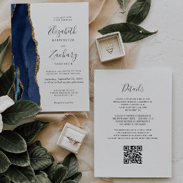 Invitación de boda con código QR de Ágata Dorada A