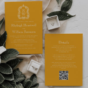 Invitación de boda con código QR de cresta de mono