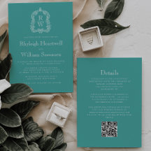 Invitación de boda con código QR de cresta de mono