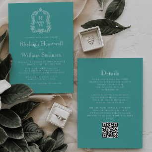 Invitación de boda con código QR de cresta de mono