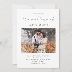 Invitación de boda con código QR de foto con letra