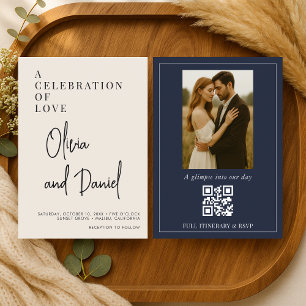 Invitación de Boda con Código QR de Foto con Letra