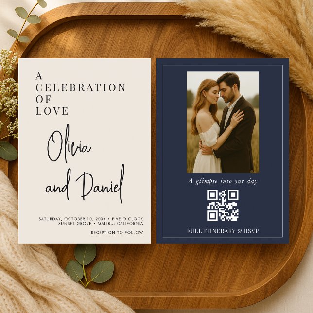 Invitación de Boda con Código QR de Foto con Letra (Subido por el creador)