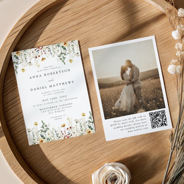 Invitación de boda con código QR de foto de flor s (Subido por el creador)