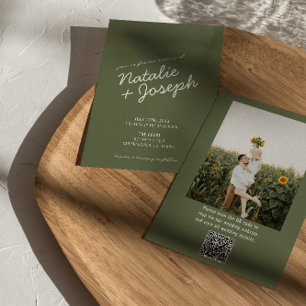 Invitación de boda con código QR de foto de verano