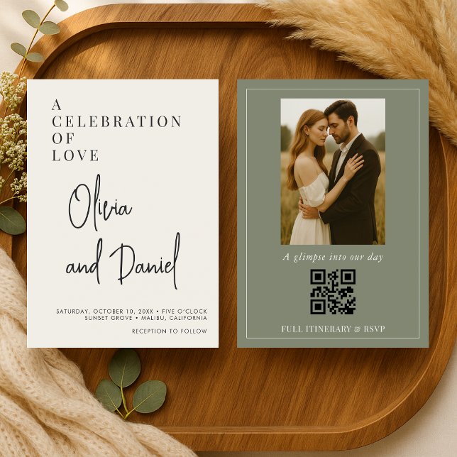 Invitación de boda con código QR de foto en escrit (Subido por el creador)
