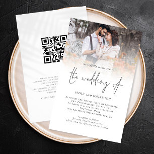 Invitación de Boda con Código QR de Foto en Papel