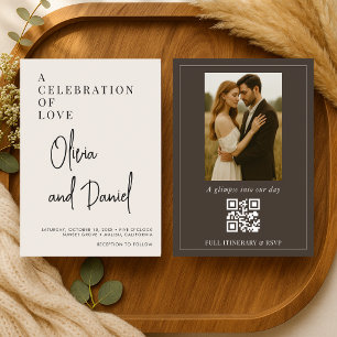 Invitación de Boda con Código QR de Foto en Script